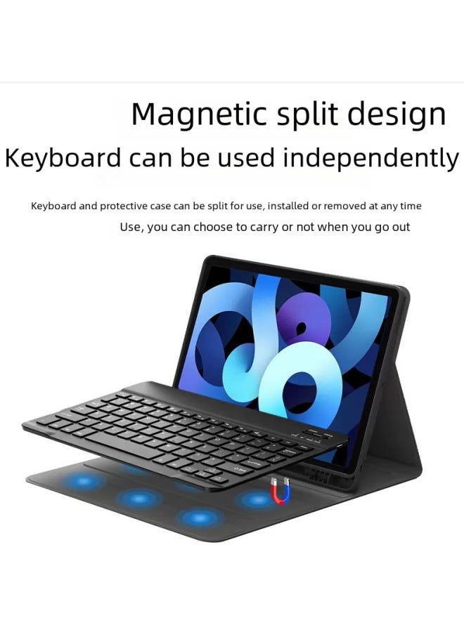 For IPad10 Generation Protective Case Magnetic Suction With Pen Slot Pro11 Bluetooth Keyboard Mouse 9 Generation Tablet Protective Case-Color:Sky Blue-leather Case + Keyboard-Applicable Model:iPad AIr6 M2（2024） - Image 3